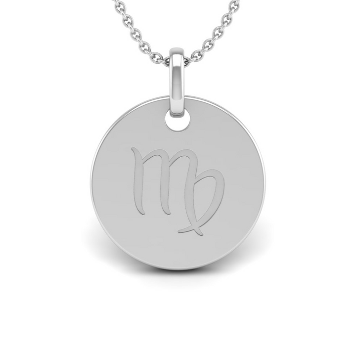 Virgo (August 23 - September 22) "BlueJwel's Round Engraved Virgo Pendant in Sterling Silver"