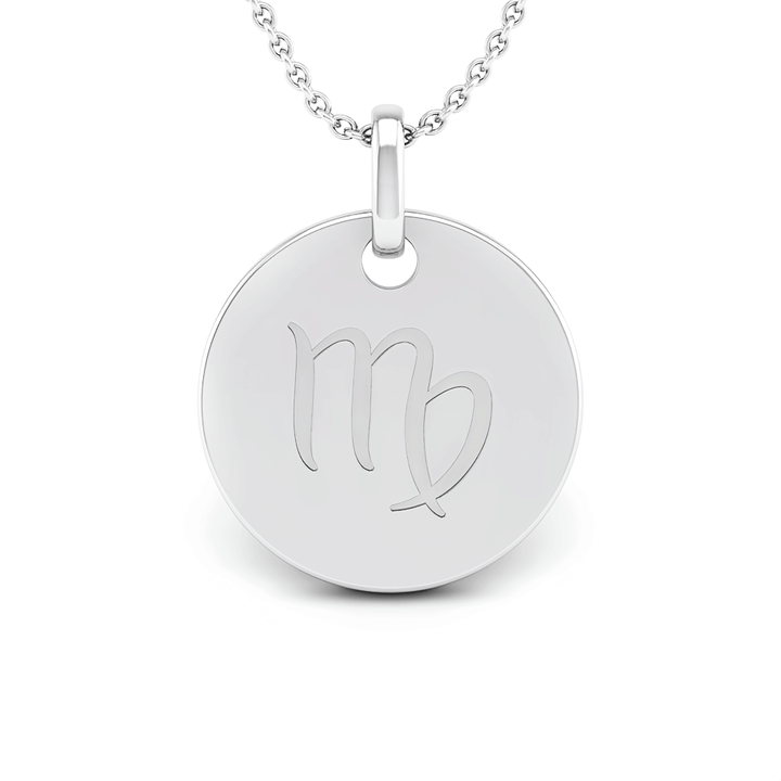 Virgo (August 23 - September 22) "BlueJwel's Round Engraved Virgo Pendant in Sterling Silver"