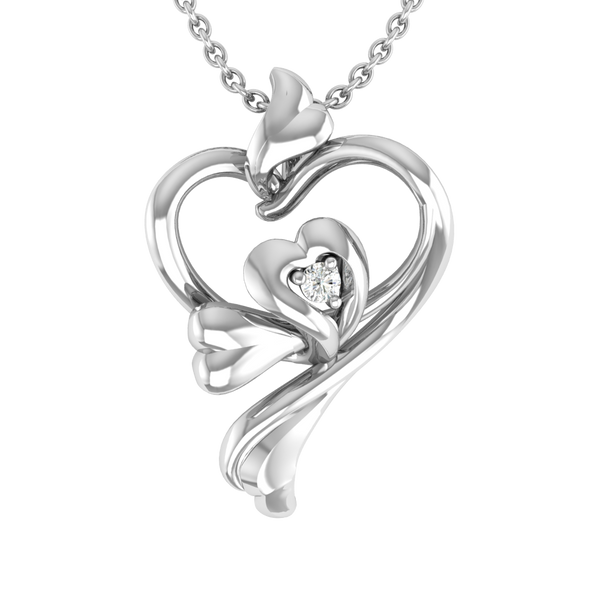 Modern Floral Knot Heart Pendant in Sterling Silver