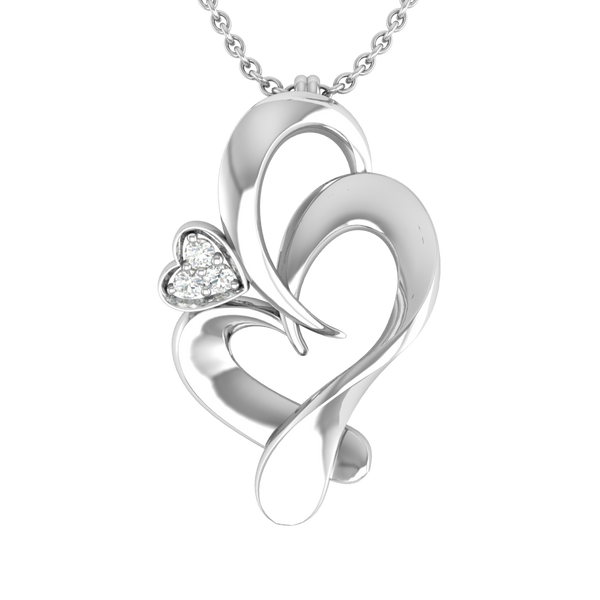 Modern Curve Heart Pendant in Sterling Silver