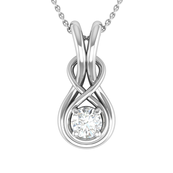 Infinity Knot Pendant with Solitaire in Sterling Silver