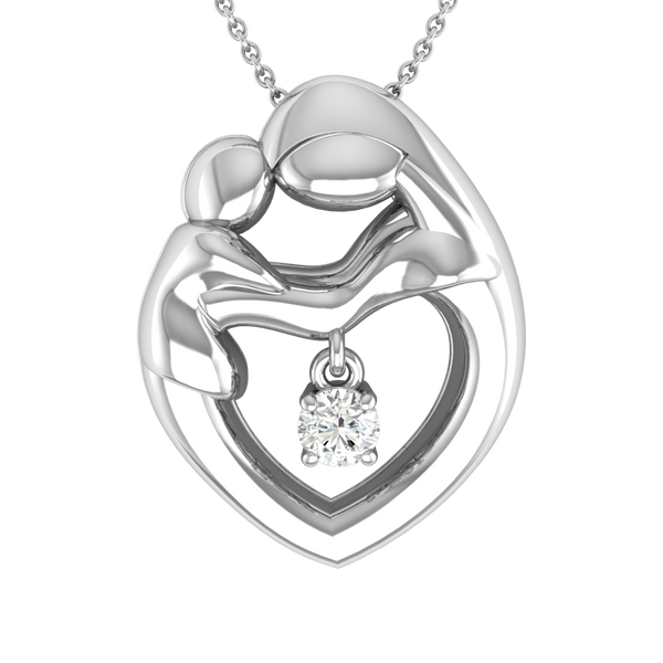 Mother and Child Heart Pendant with Solitaire