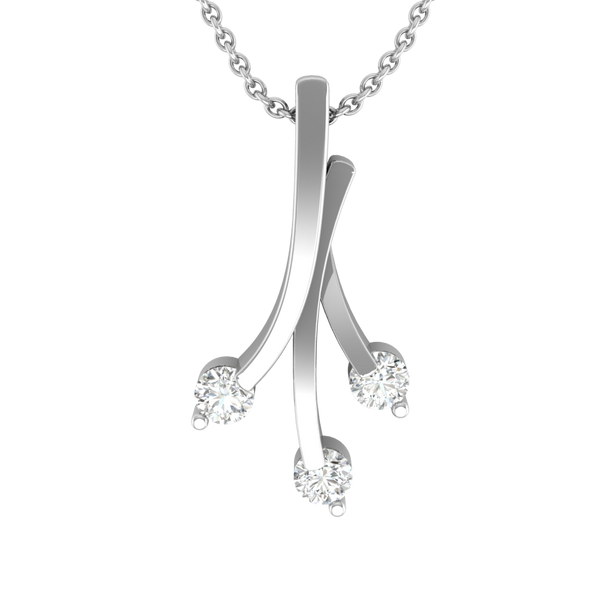 Three-Stem Bloom Pendant in Sterling Silver with CZ Diamonds