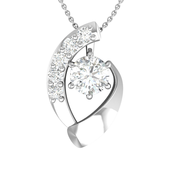 Twist Design Solitaire Pendant with CZ Diamond, 1.25 Carat Center Stone