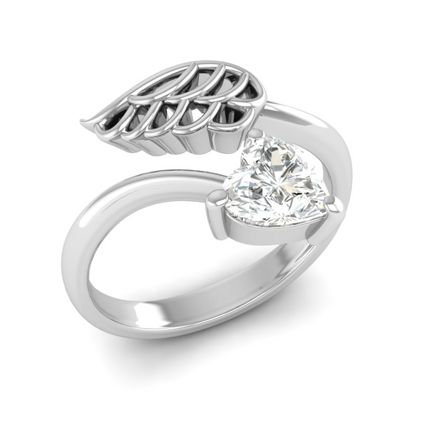 April - Diamond: "Diamond Angel Wing Ring - Timeless Elegance Defined"