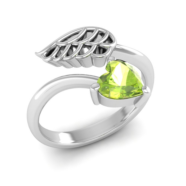 August - Peridot: "Peridot Angel Wing Ring - Embrace the Warmth of Summer"