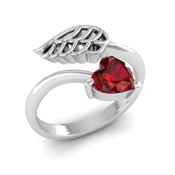 January - Garnet: "Garnet Angel Wing Ring - Embrace New Beginnings"