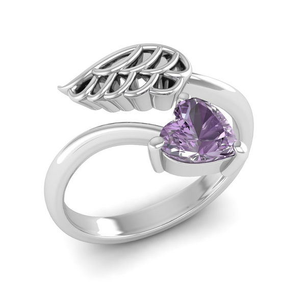 June -Alexandrite :"Alexandrite Angel Wing Ring - Purity and Grace"