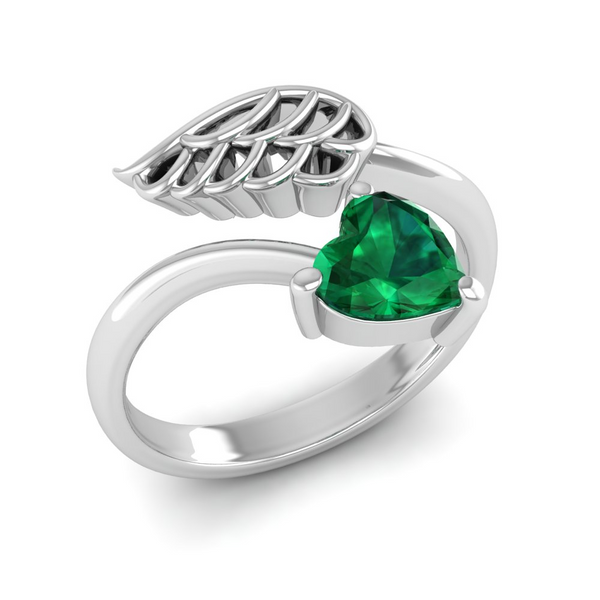 May - Emerald: "Emerald Angel Wing Ring - Celebrate Life’s Joys"