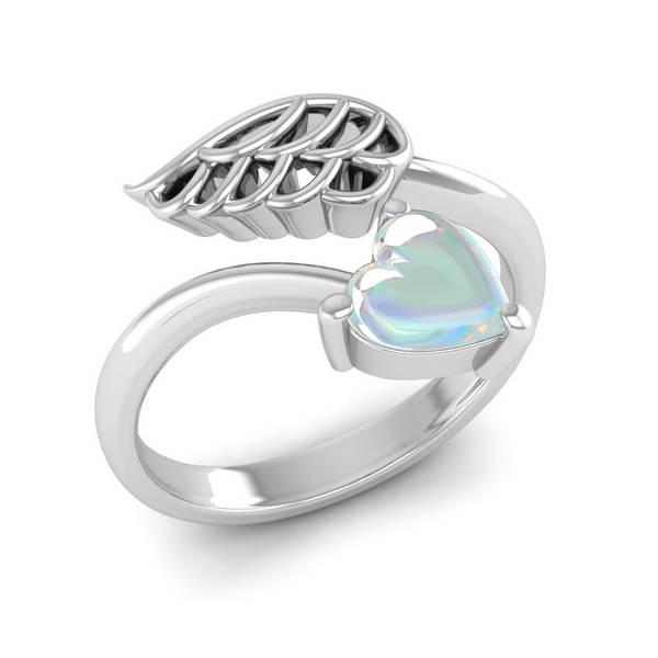 October - Opal: "Opal Angel Wing Ring - A Symphony of Colors"