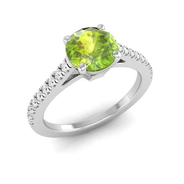 August - Peridot "BlueJwel's Round Peridot Solitaire Ring - Sunlit Charm"