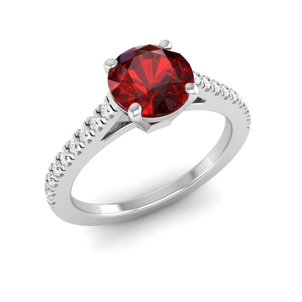 January - Garnet "BlueJwel's Round Garnet Solitaire Ring - The Beacon of Protection"