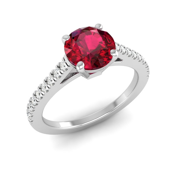 July - Ruby "BlueJwel's Round Ruby Solitaire Ring - Fiery and Bold"