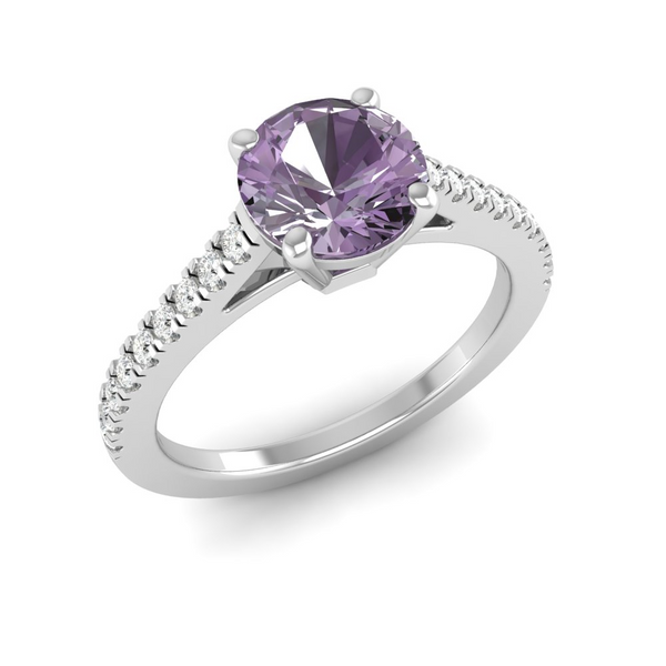 June -Alexandrite  "BlueJwel's Round Pearl Solitaire Ring - Gentle Elegance"