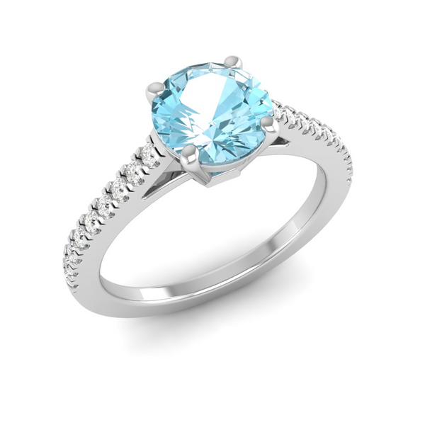 March - Aquamarine "BlueJwel's Round Aquamarine Solitaire Ring - Purity of the Ocean"