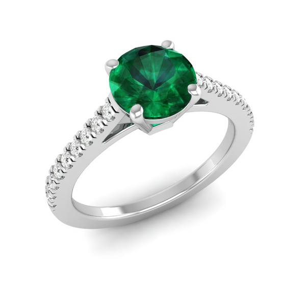 May - Emerald "BlueJwel's Round Emerald Solitaire Ring - Vibrant and Renewing"