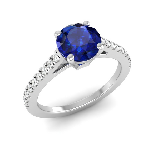 September - Sapphire "BlueJwel's Round Sapphire Solitaire Ring - The Wisdom Stone"