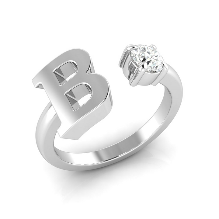 'B' Initial Ring with Diamond