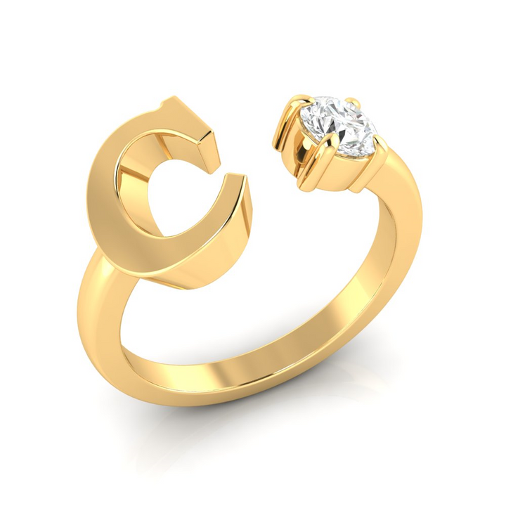 'C' Initial Ring with Diamond