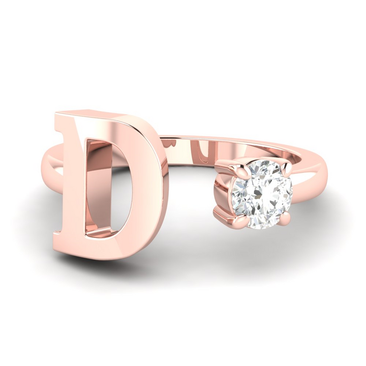 'D' Initial Ring with Diamond