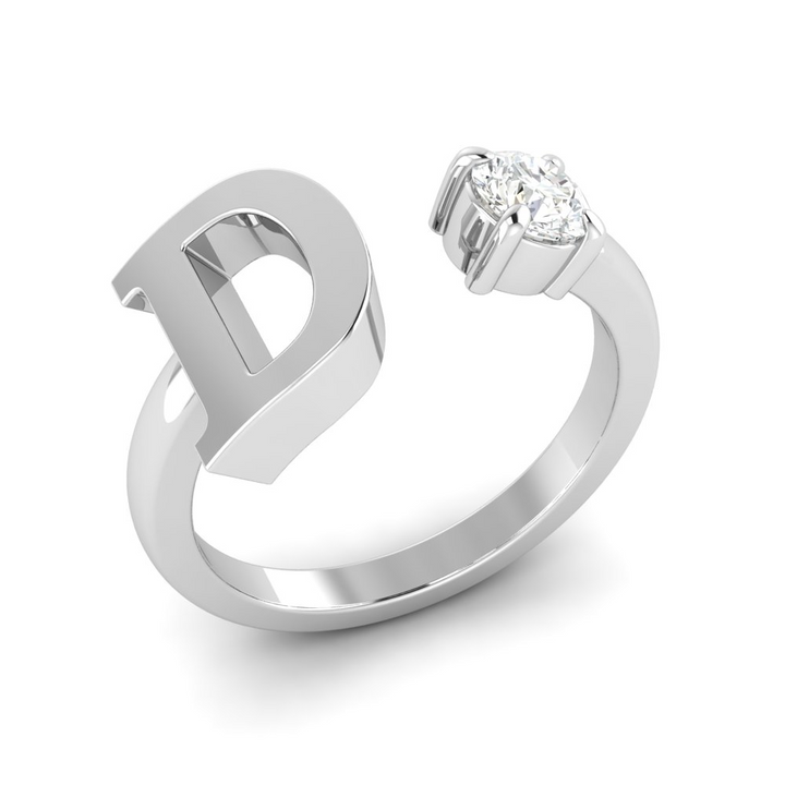 'D' Initial Ring with Diamond