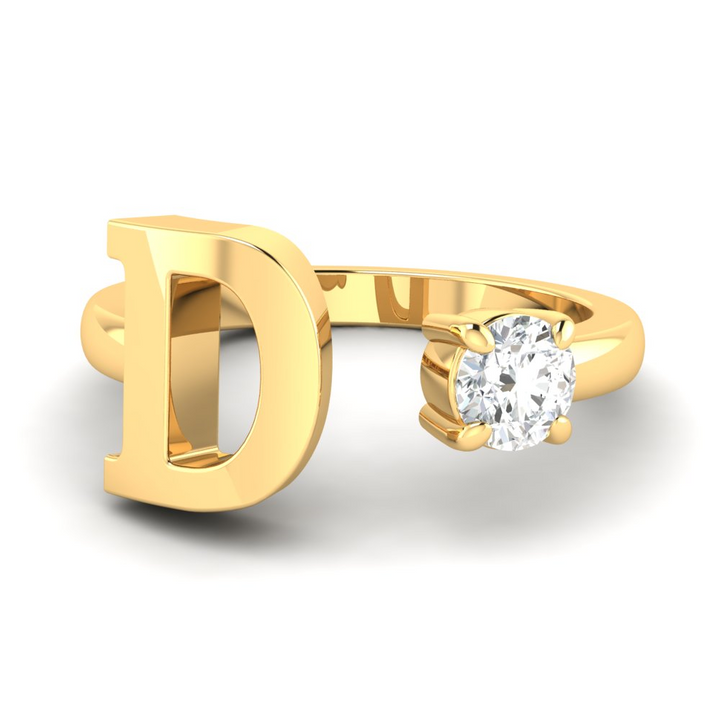 'D' Initial Ring with Diamond