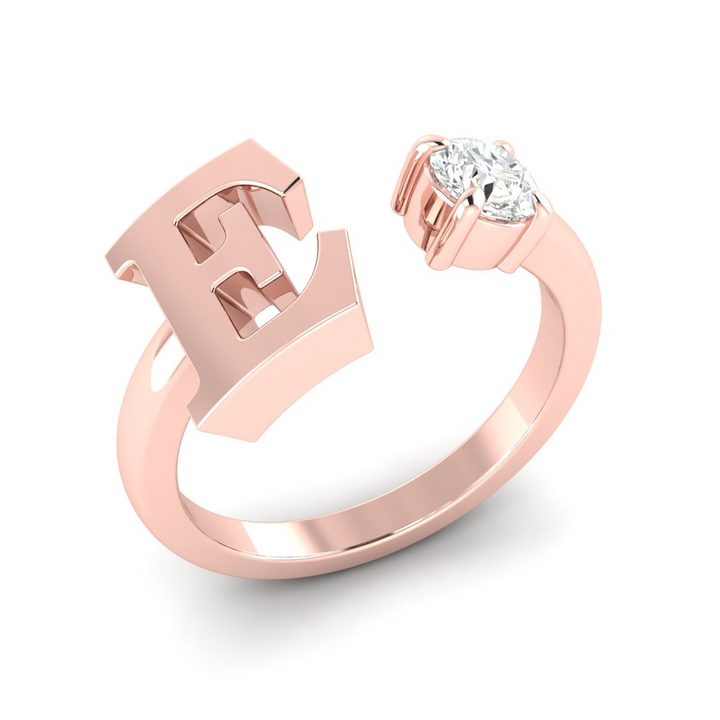 'E' Initial Ring with Diamond