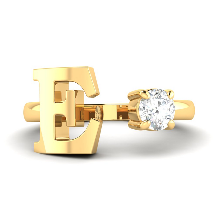 'E' Initial Ring with Diamond