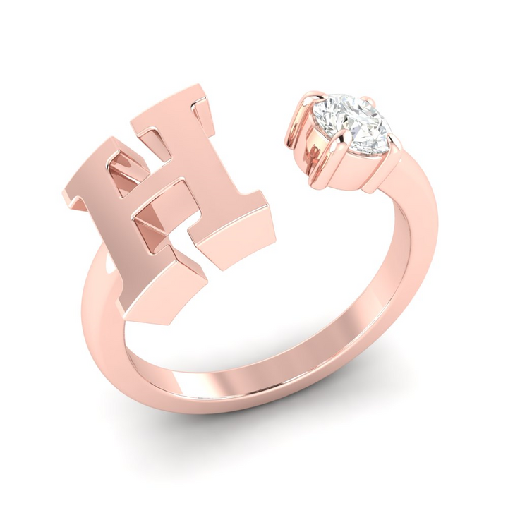 'H' Initial Ring with Diamond