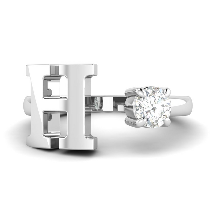 'H' Initial Ring with Diamond