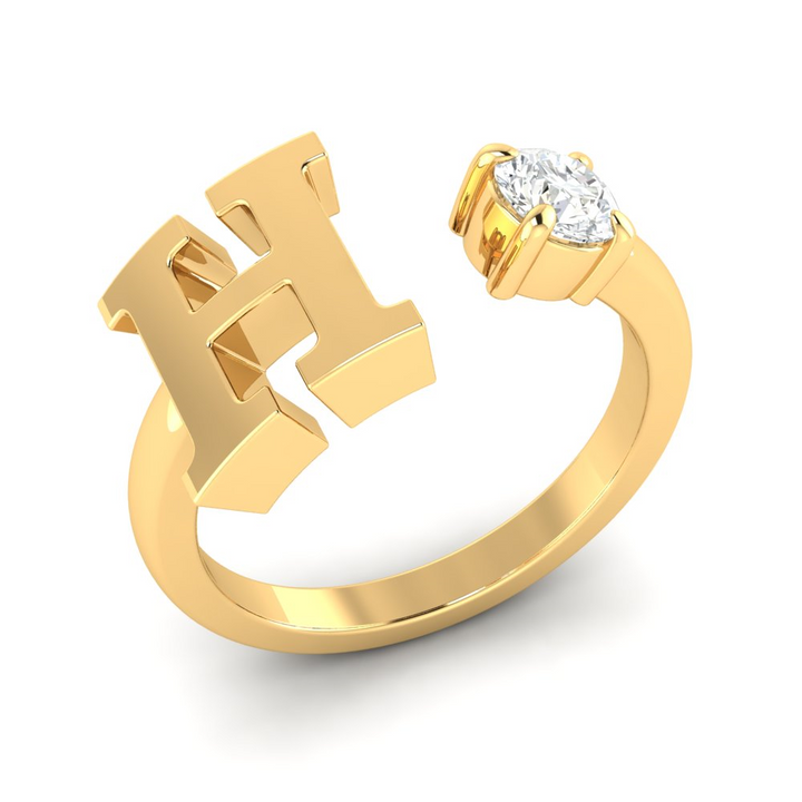 'H' Initial Ring with Diamond