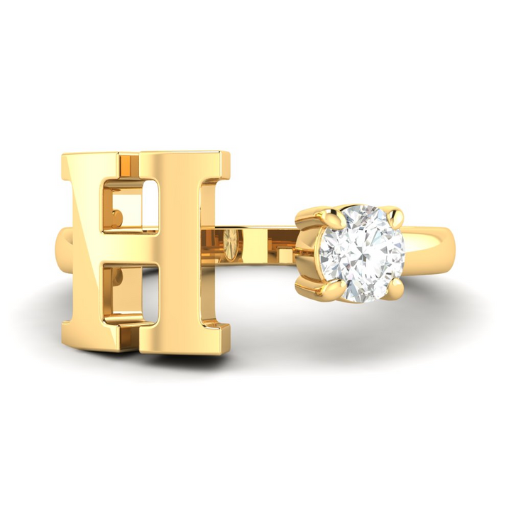 'H' Initial Ring with Diamond