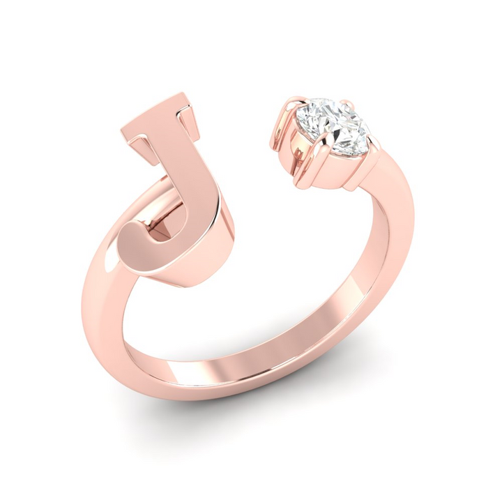 'J' Initial Ring with Diamond