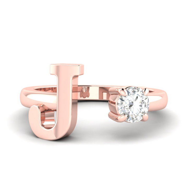 'J' Initial Ring with Diamond