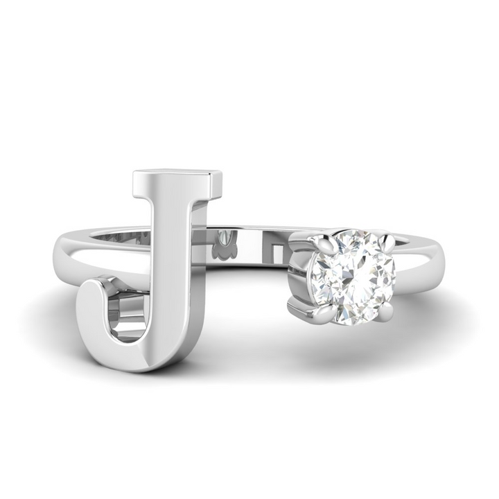 'J' Initial Ring with Diamond