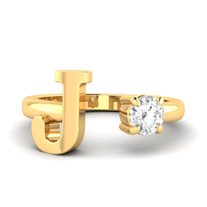 'J' Initial Ring with Diamond