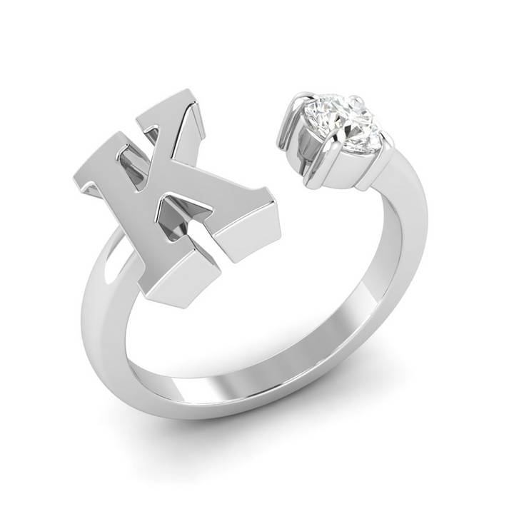 'K' Initial Ring with Diamond