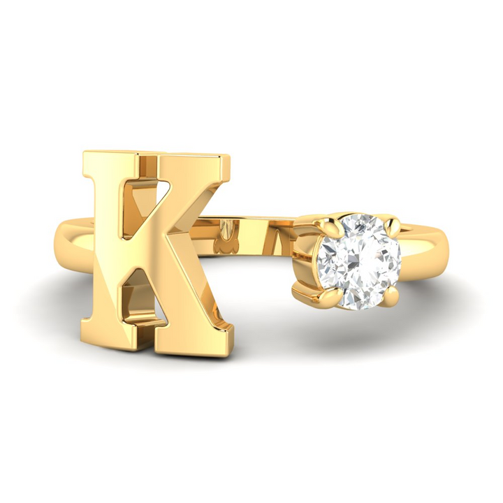 'K' Initial Ring with Diamond