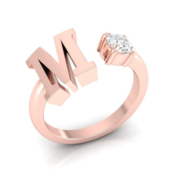 'M' Initial Ring with Diamond