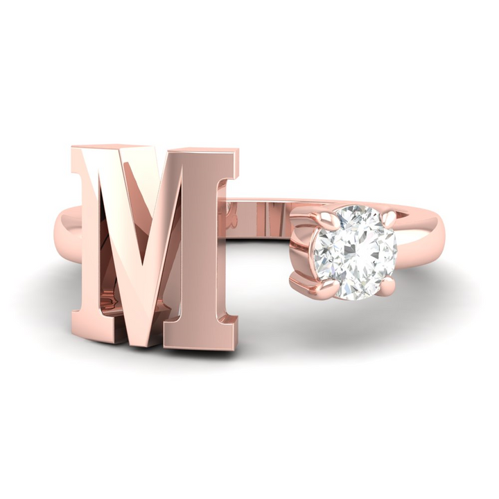 'M' Initial Ring with Diamond