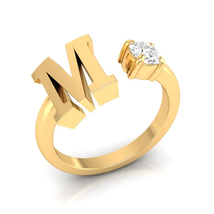 'M' Initial Ring with Diamond