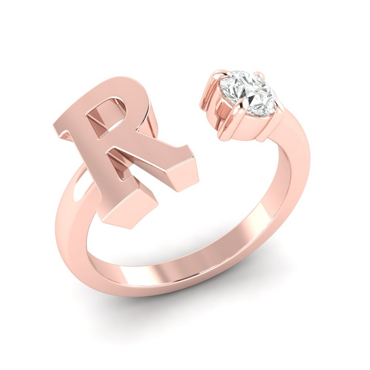 'R' Initial Ring with Diamond