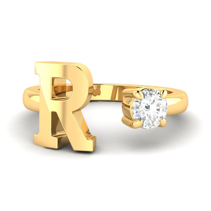 'R' Initial Ring with Diamond