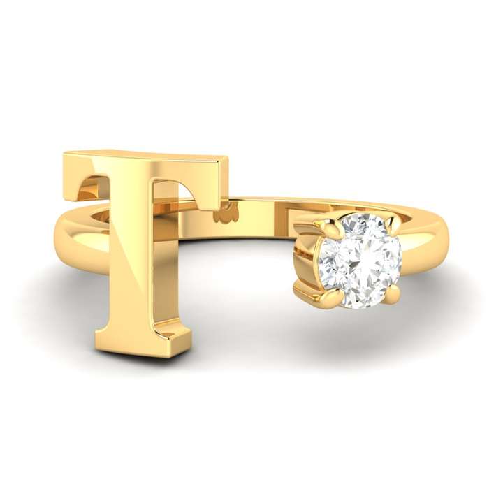 'T' Initial Ring with Diamond