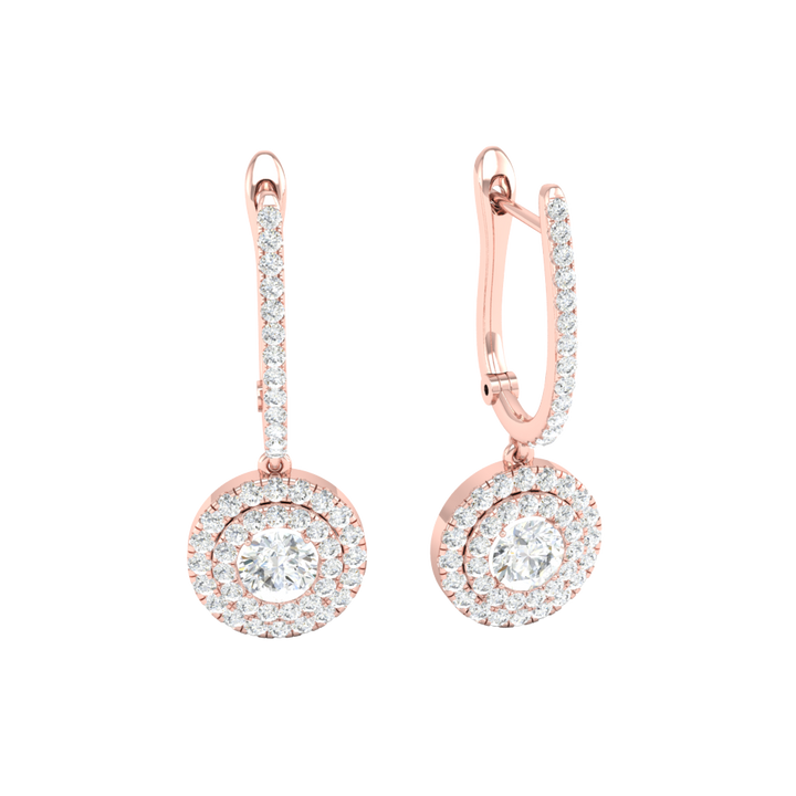 Floating Halo Round CZ Diamond Drop Earrings