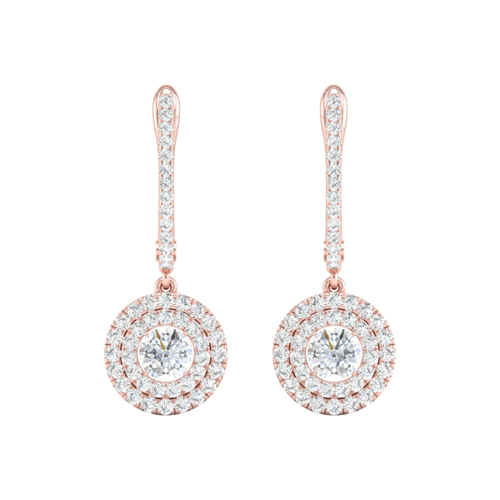 Floating Halo Round CZ Diamond Drop Earrings