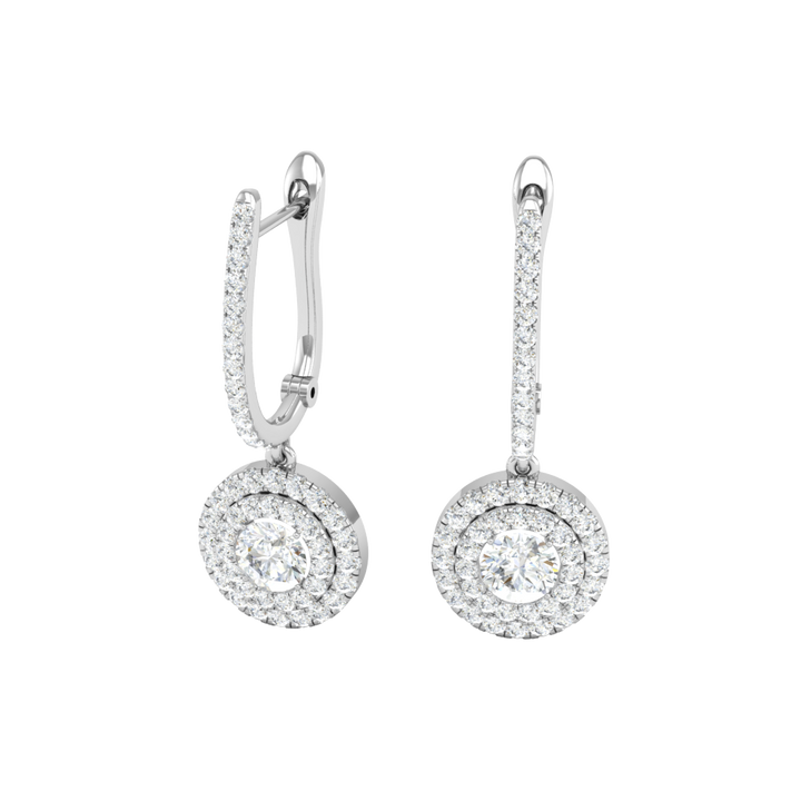 Floating Halo Round CZ Diamond Drop Earrings