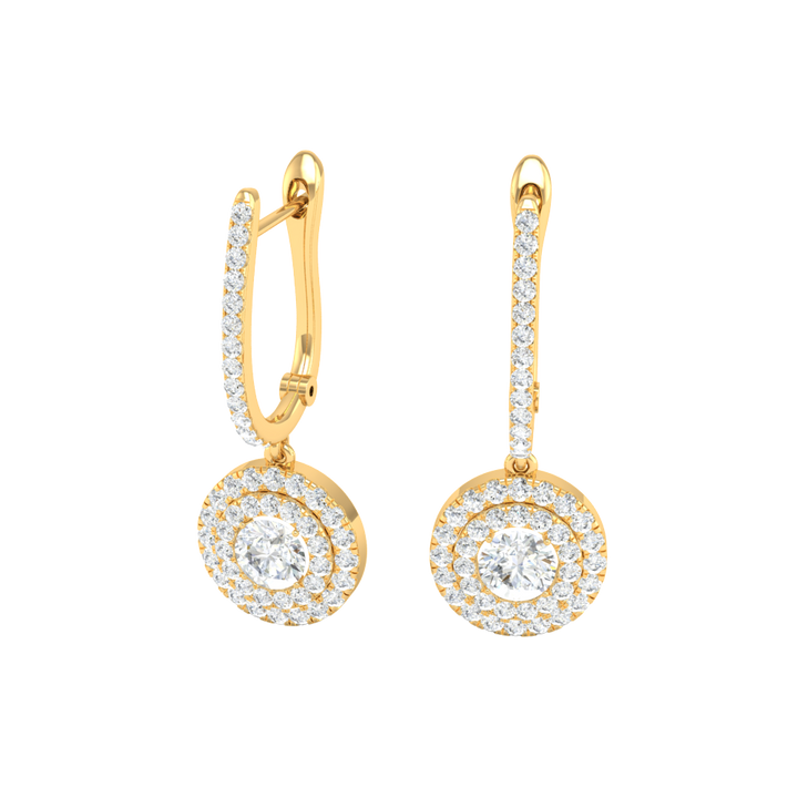 Floating Halo Round CZ Diamond Drop Earrings