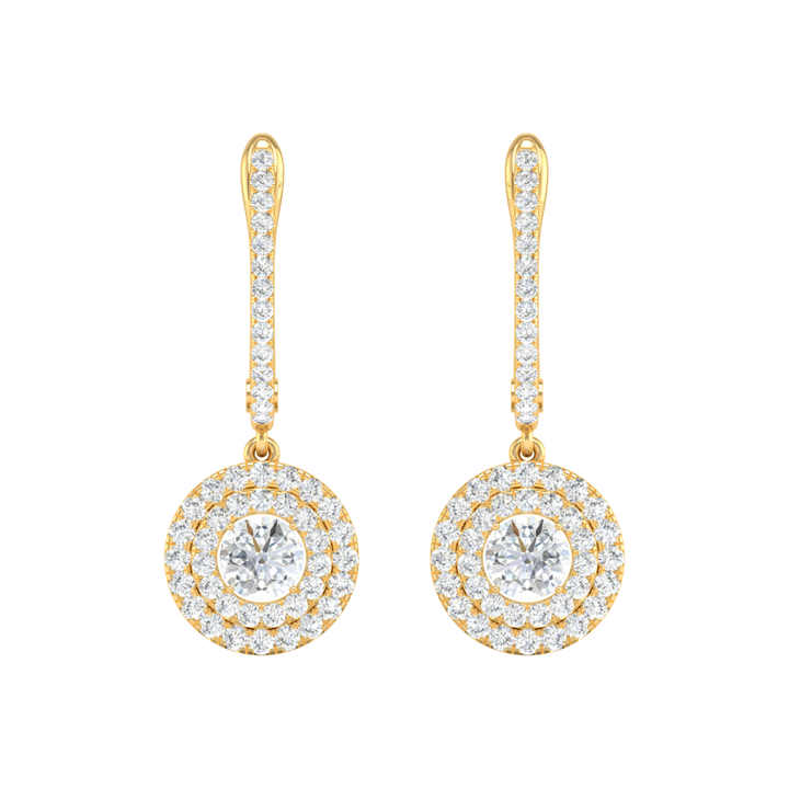 Floating Halo Round CZ Diamond Drop Earrings