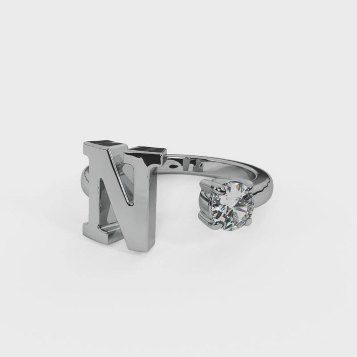 'N' Initial Ring with Diamond